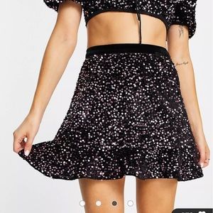 Purple and black sequin skirt